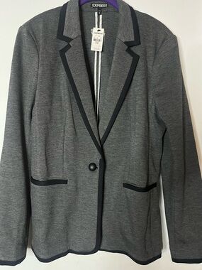 Express Gray Knit Blazer with Black Trim